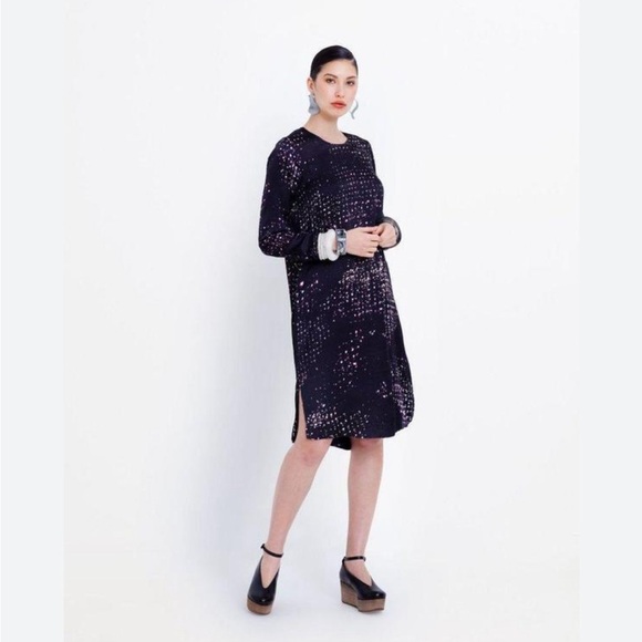 ELK Australian designer long sleeve viscose belted Satellite Dress size 6 - Picture 2 of 13